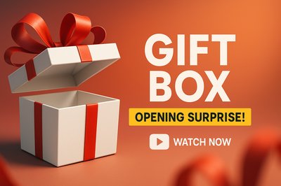 3D Rendered Gift Box with Bow and Surprise Message