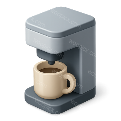 Stylish 3D Coffee Maker Icon with Cup in Isometric View