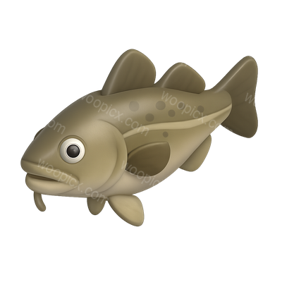 3D Icon of an Atlantic Cod Fish in Isometric View