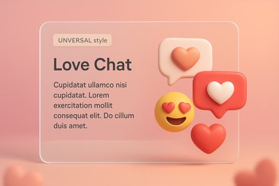 3D Social Media Likes and Emoji Icons for Valentine's Day