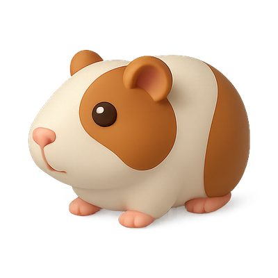 Cute 3D Render of a Cartoon Guinea Pig