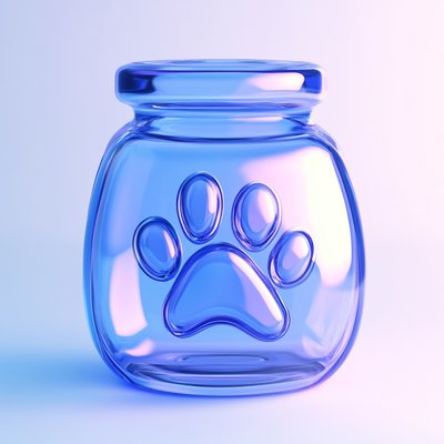 Stylized Glass Jar with Paw Print Design