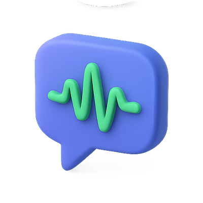 3D Chat Bubble Icon with Sound Wave Design