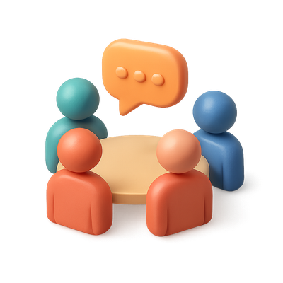 3D Icon of a Casual Meetup with Chat Bubble