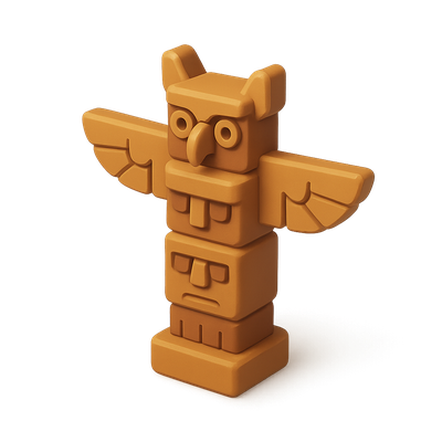 3D Totem Icon with Isometric Perspective and Volumetric Feel