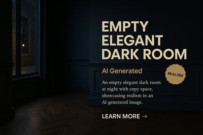 Elegant Dark Room at Night with Copy Space
