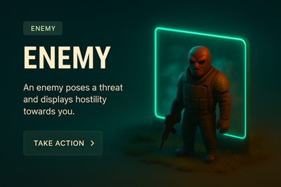 Misty Neon Scene with 3D Enemy Character and Action Button