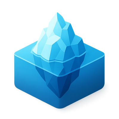 Stylized 3D Iceberg Icon with Isometric View
