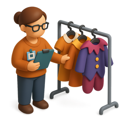 3D Costume Icon Design Featuring Wardrobe Supervisor