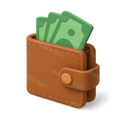 Stylish 3D Wallet with Banknotes Illustration