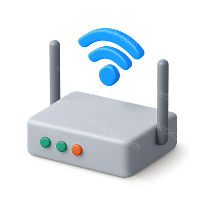 Stylized 3D Wi-Fi Device Icon with Connectivity Symbol