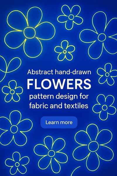Floral Glow Patterns: Abstract Hand-Drawn Design for Textiles