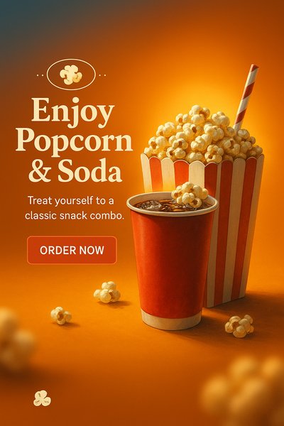 Delicious Popcorn and Soda Snack Combo Promotion