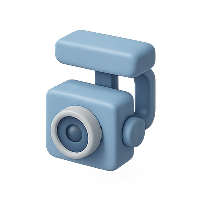 3D Render of a Blue Camera Icon with Minimalist Design