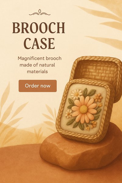 Elegant Brooch Case Displaying Natural Materials