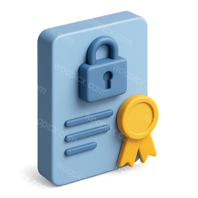 Stylized 3D ISO-27001 Icon with Lock and Badge