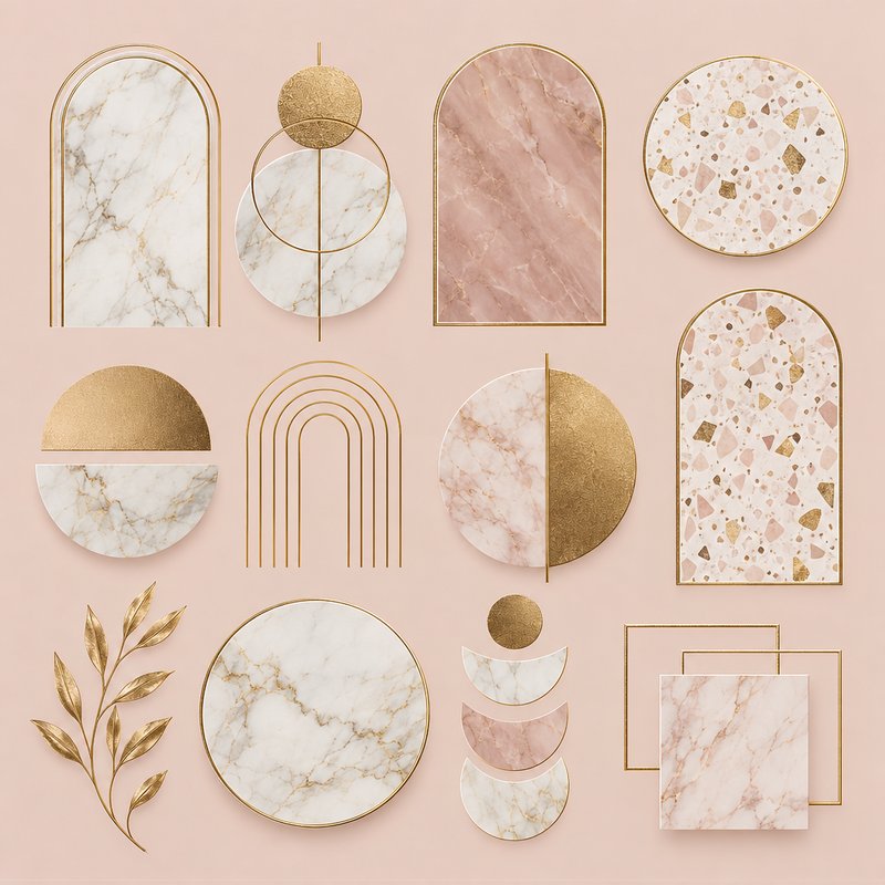 Luxury marble and gold elements