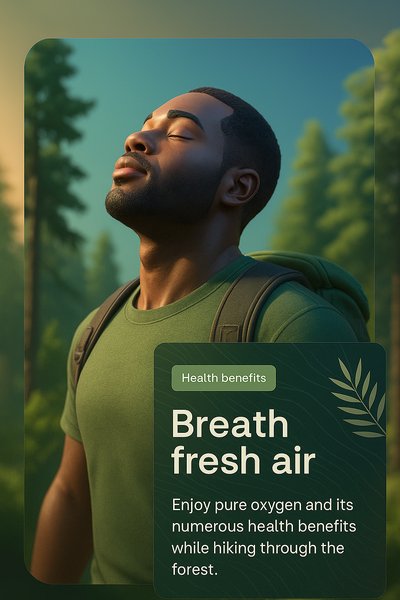 Man Enjoying Fresh Air in Lush Forest Setting