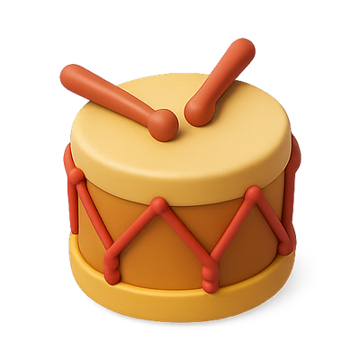 3D Illustration of a Colorful Toy Drum