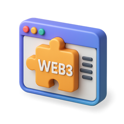 Colorful 3D Web3 Browser Extension Icon Design
