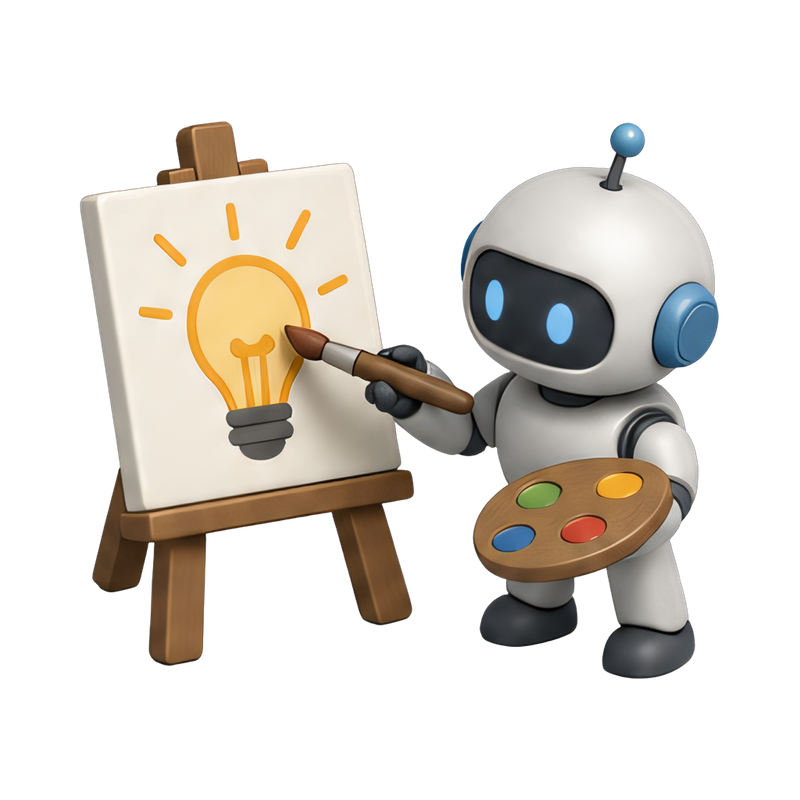 robot creating a lightbulb concept