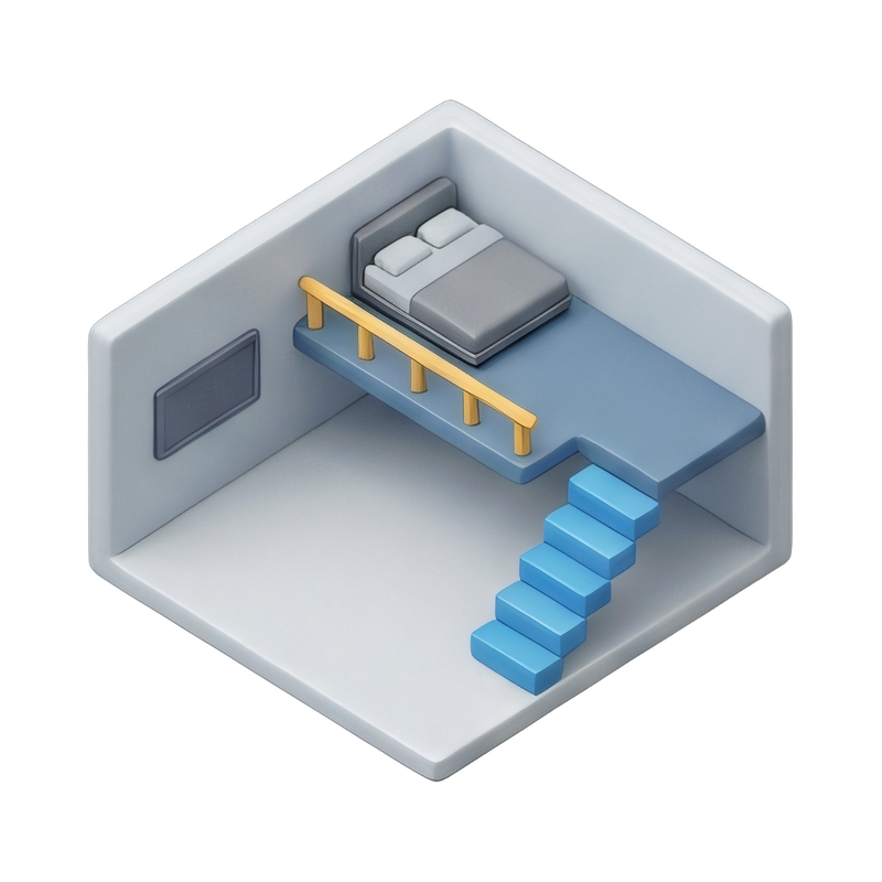 modern loft with mezzanine