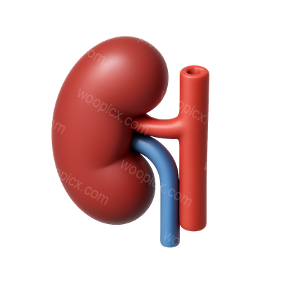 3D Kidney Icon with Colorful Vessels