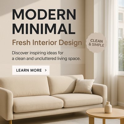 Contemporary Minimalist Living Room Design with Daylight