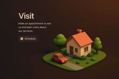 Detailed 3D Scene of a House and Car in a Dark Background