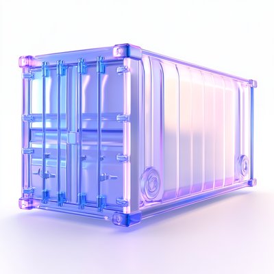 Stylized 3D Rendering of a Transparent Container