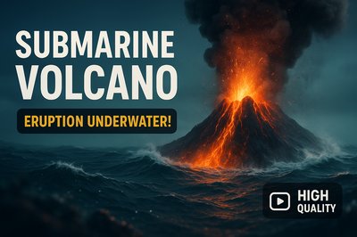 Dramatic Underwater Volcano Eruption Illustration
