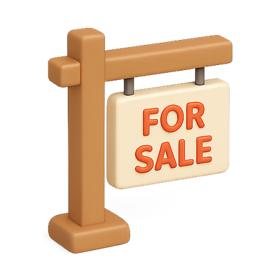 Real Estate Sign Icon Featuring For Sale Announcement