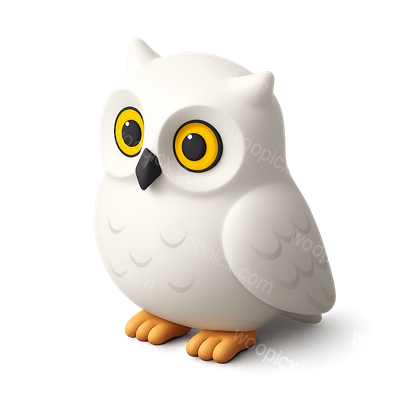 3D Snowy Owl Icon with Isometric Design