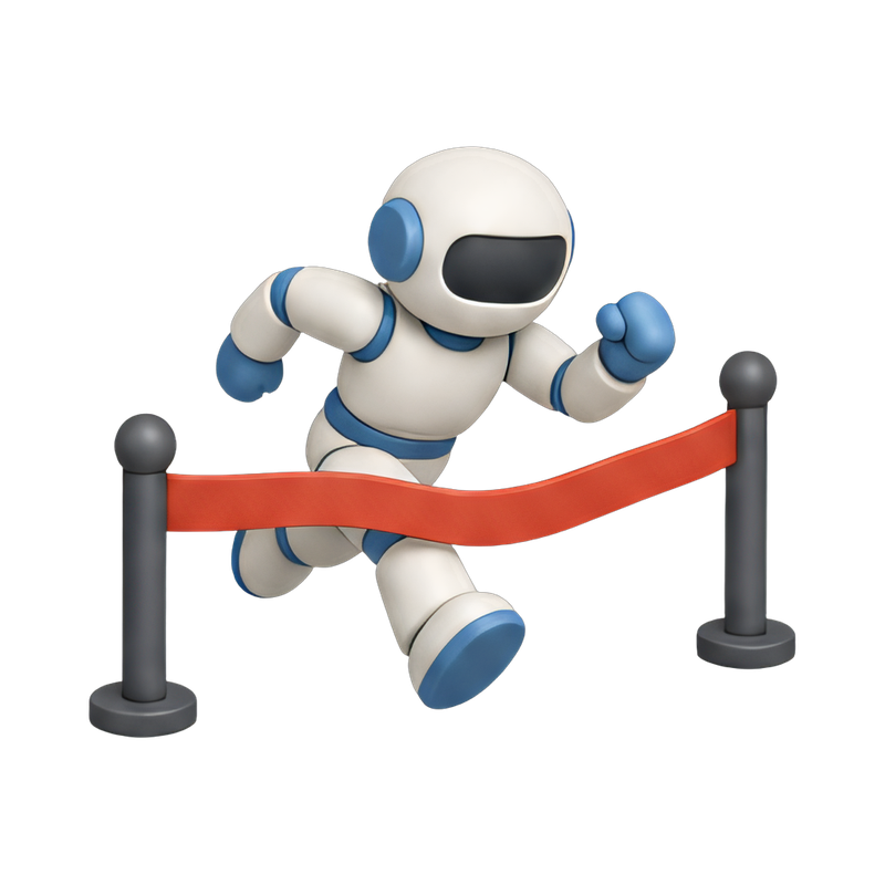 robot sprinting to victory