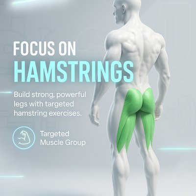 Illustrative Fitness Graphic Highlighting Hamstring Exercises