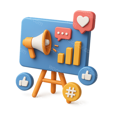 3D Social Media Marketing Icon with Isometric Design