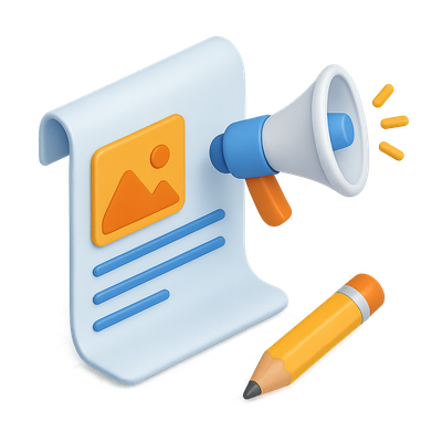 3D Icon Representing Content Marketing Elements