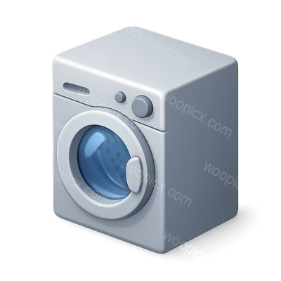 Stylish 3D Washing Machine Icon with Isometric View