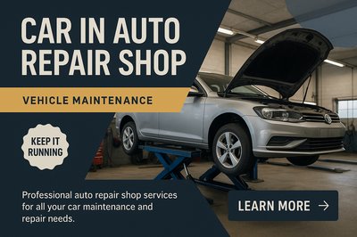 Realistic Auto Repair Shop Scene with Vehicle Maintenance Focus