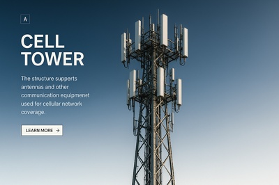 Stylish Cell Tower Illustration with Informative Text