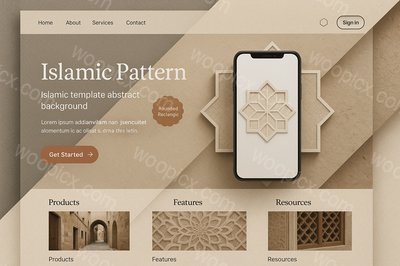Modern Islamic Pattern Landing Page Design with Geometric Elements