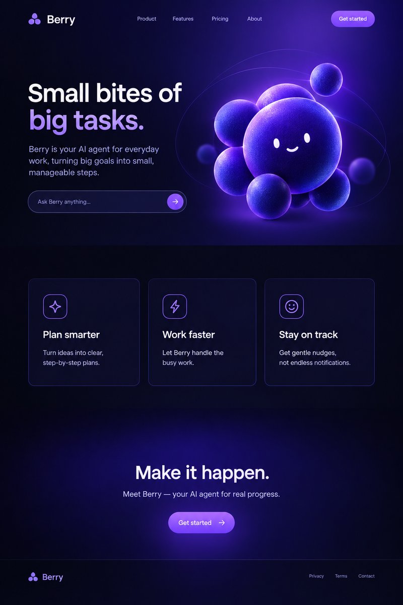 AI agent landing page design