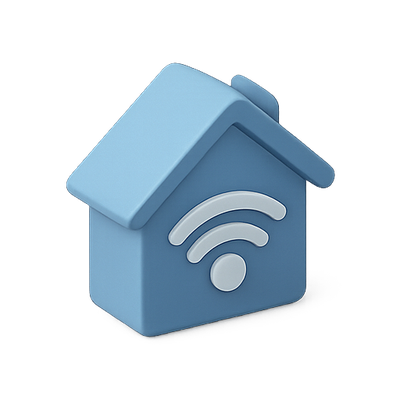 3D Home Icon with WiFi Symbol for Smart Home Applications
