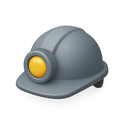 3D Miner Helmet Icon with Light