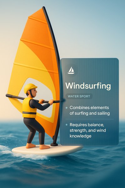 Dynamic Windsurfing Illustration with Informative Overlay
