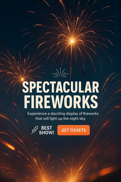 Vibrant Fireworks Display Promotional Graphic