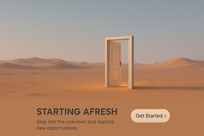 3D Illustration of an Open Door in a Desert Landscape