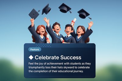 Joyful Graduation Celebration with Students Tossing Hats