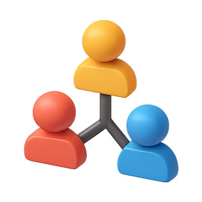 3D Icon Representing Team Collaboration and Networking