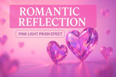 Romantic Digital Art Featuring Heart-Shaped Crystals